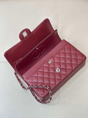 Chanel A01112 Flap Classic 11.12 Handbag Calfskin Sewing Edge Wine Red - Gold - View 15