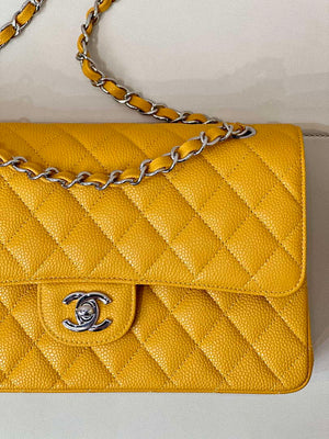 Chanel A01112 Flap Classic 11.12 Handbag Calfskin Sewing Edge Yellow - Gold - View 2