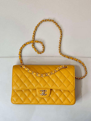 Chanel A01112 Flap Classic 11.12 Handbag Calfskin Sewing Edge Yellow - Gold - View 10