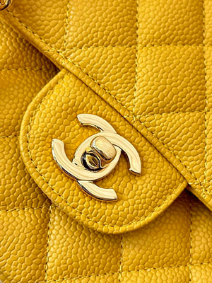 Chanel A01112 Flap Classic 11.12 Handbag Calfskin Sewing Edge Yellow - Gold - View 14