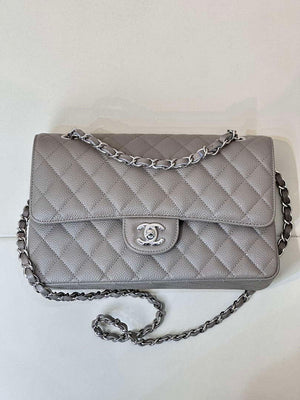 Chanel A01112 Flap Classic 11.12 Handbag Calfskin Sewing Edge Elephant Gray - Gold - View 2