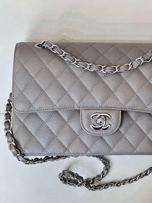 Chanel A01112 Flap Classic 11.12 Handbag Calfskin Sewing Edge Elephant Gray - Gold - View 4