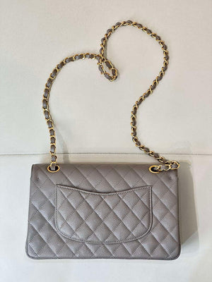 Chanel A01112 Flap Classic 11.12 Handbag Calfskin Sewing Elephant Gray - Gold - View 15