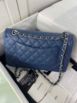 Chanel A01112 Flap Classic 11.12 Handbag Calfskin & Light Gold-Tone Metal Dark Blue - Default Title - View 2