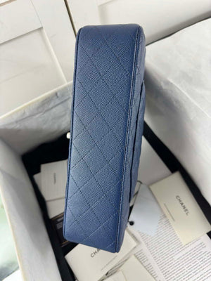 Chanel A01112 Flap Classic 11.12 Handbag Calfskin & Light Gold-Tone Metal Dark Blue - Default Title - View 5