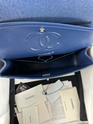 Chanel A01112 Flap Classic 11.12 Handbag Calfskin & Light Gold-Tone Metal Dark Blue - Default Title - View 7