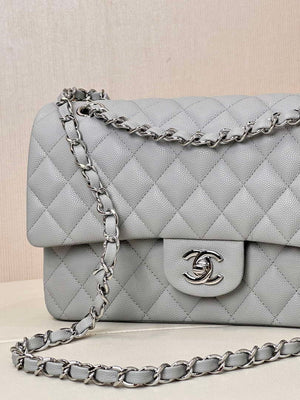 Chanel A01112 Flap Classic 11.12 Handbag Calfskin & Silver-Tone Metal Gray - Default Title - View 6