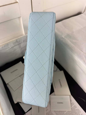 Chanel A01112 Flap Classic 11.12 Handbag Calfskin & Silver-Tone Metal Lake Blue - Default Title - View 5