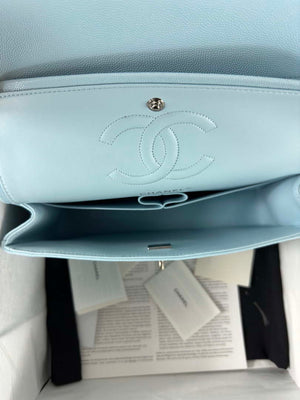 Chanel A01112 Flap Classic 11.12 Handbag Calfskin & Silver-Tone Metal Lake Blue - Default Title - View 7