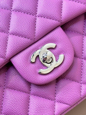 Chanel A01112 Flap Classic 11.12 Handbag Calfskin Silver Tone Metal Purple - Default Title - View 2