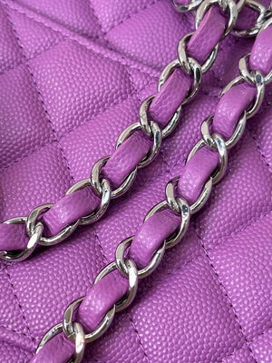 Chanel A01112 Flap Classic 11.12 Handbag Calfskin Silver Tone Metal Purple - Default Title - View 5