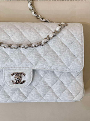 Chanel A01112 Flap Classic 11.12 Handbag Calfskin Silver Tone Metal White - Default Title - View 3