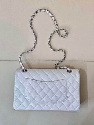 Chanel A01112 Flap Classic 11.12 Handbag Calfskin Silver Tone Metal White - Default Title - View 8