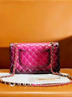 Chanel A01112 Flap Classic 11.12 Handbag Gradient Lambskin & Gold-Tone Metal Red - Default Title - View 3
