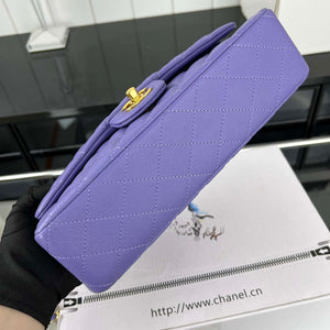 Chanel A01112 Flap Classic 11.12 Handbag Grained Calfskin & Gold-Tone Metal Purple - Default Title - View 5