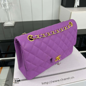 Chanel A01112 Flap Classic 11.12 Handbag Grained Calfskin & Gold-Tone Metal Orchid - Default Title - View 3