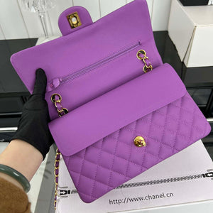 Chanel A01112 Flap Classic 11.12 Handbag Grained Calfskin & Gold-Tone Metal Orchid - Default Title - View 6