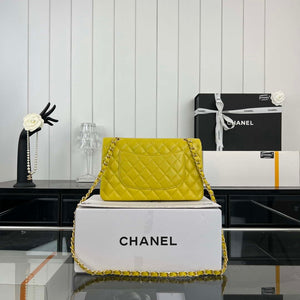 Chanel A01112 Flap Classic 11.12 Handbag Grained Calfskin & Gold-Tone Metal Yellow - Default Title - View 2