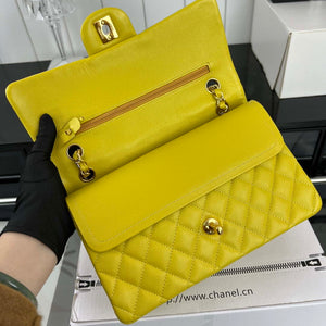 Chanel A01112 Flap Classic 11.12 Handbag Grained Calfskin & Gold-Tone Metal Yellow - Default Title - View 6