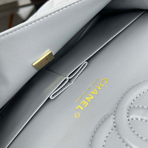 Chanel A01112 Flap Classic 11.12 Handbag Grained Calfskin & Gold-Tone Metal Baby Blue - Default Title - View 9