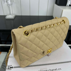 Chanel A01112 Flap Classic 11.12 Handbag Grained Calfskin & Gold-Tone Metal Apricot - Default Title - View 3
