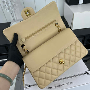 Chanel A01112 Flap Classic 11.12 Handbag Grained Calfskin & Gold-Tone Metal Apricot - Default Title - View 6