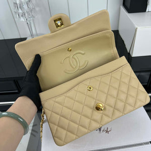 Chanel A01112 Flap Classic 11.12 Handbag Grained Calfskin & Gold-Tone Metal Apricot - Default Title - View 7