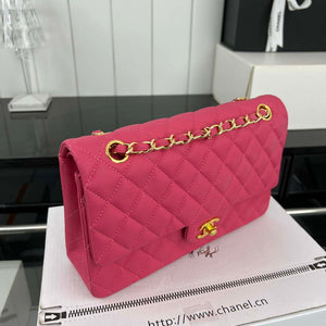 Chanel A01112 Flap Classic 11.12 Handbag Grained Calfskin & Gold-Tone Metal Rose red - Default Title - View 3