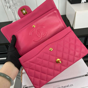Chanel A01112 Flap Classic 11.12 Handbag Grained Calfskin & Gold-Tone Metal Rose red - Default Title - View 7