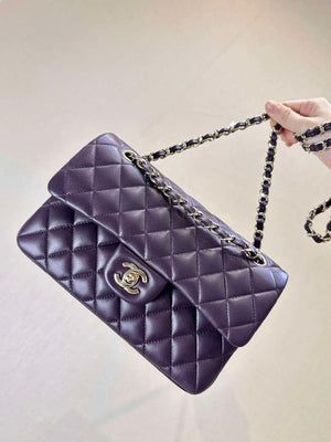 Chanel A01112 Flap Classic 11.12 Handbag Grape Purple Lambskin Light Gold - Default Title - View 10