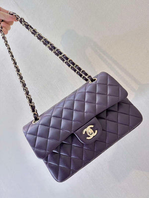 Chanel A01112 Flap Classic 11.12 Handbag Grape Purple Lambskin Light Gold - Default Title - View 13
