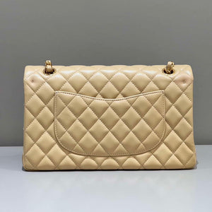 Chanel A01112 Flap Classic 11.12 Handbag Haas Lambskin & Gold-Tone Metal Apricot - Light Gold - View 2