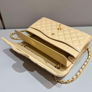 Chanel A01112 Flap Classic 11.12 Handbag Haas Lambskin & Gold-Tone Metal Apricot - Light Gold - View 5