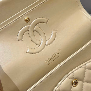 Chanel A01112 Flap Classic 11.12 Handbag Haas Lambskin & Gold-Tone Metal Apricot - Light Gold - View 9