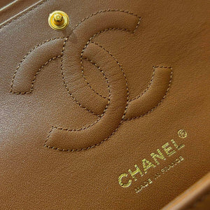 Chanel A01112 Flap Classic 11.12 Handbag Haas Lambskin & Gold-Tone Metal Caramel - Light Gold - View 7