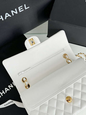 Chanel A01112 Flap Classic 11.12 Handbag Haas Lambskin & Gold-Tone Metal White - Light Gold - View 2
