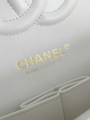 Chanel A01112 Flap Classic 11.12 Handbag Haas Lambskin & Gold-Tone Metal White - Light Gold - View 8