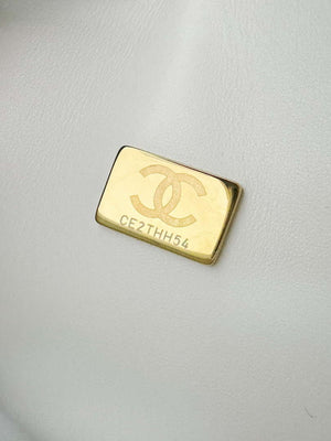 Chanel A01112 Flap Classic 11.12 Handbag Haas Lambskin & Gold-Tone Metal White - Light Gold - View 9