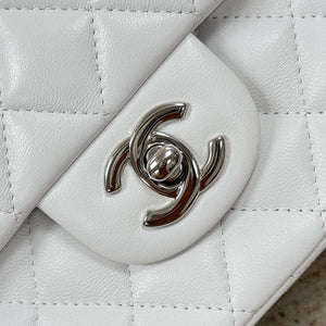 Chanel A01112 Flap Classic 11.12 Handbag Haas Lambskin & Gold-Tone Metal White - Light Gold - View 15