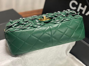 Chanel A01112 Flap Classic 11.12 Handbag Lambskin Camellia Series Green - Default Title - View 5