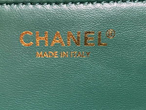 Chanel A01112 Flap Classic 11.12 Handbag Lambskin Camellia Series Green - Default Title - View 7