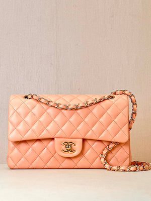 Chanel A01112 Flap Classic 11.12 Handbag Lambskin & Gold-Tone Metal Orange - Default Title - View 1