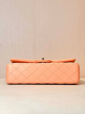 Chanel A01112 Flap Classic 11.12 Handbag Lambskin & Gold-Tone Metal Orange - Default Title - View 10