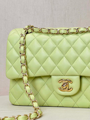 Chanel A01112 Flap Classic 11.12 Handbag Lambskin & Gold-Tone Metal Light Green - Default Title - View 4