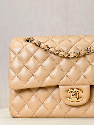 Chanel A01112 Flap Classic 11.12 Handbag Lambskin & Gold-Tone Metal Apricot - Default Title - View 3