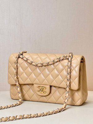 Chanel A01112 Flap Classic 11.12 Handbag Lambskin & Gold-Tone Metal Apricot - Default Title - View 5