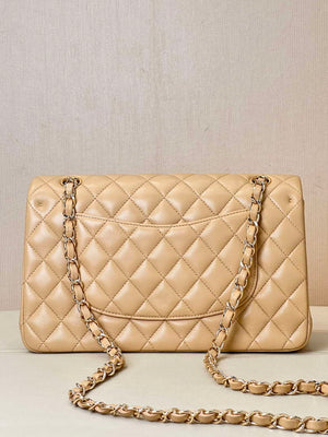 Chanel A01112 Flap Classic 11.12 Handbag Lambskin & Gold-Tone Metal Apricot - Default Title - View 7