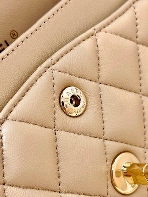 Chanel A01112 Flap Classic 11.12 Handbag Lambskin & Gold-Tone Metal Apricot - Default Title - View 15