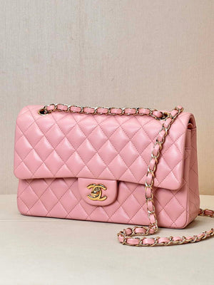 Chanel A01112 Flap Classic 11.12 Handbag Lambskin & Gold-Tone Metal Cherry Blossom Pink - Default Title - View 3
