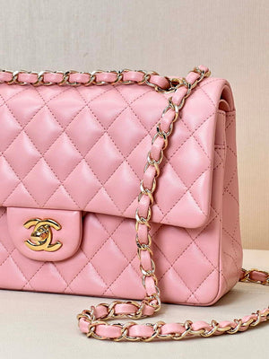 Chanel A01112 Flap Classic 11.12 Handbag Lambskin & Gold-Tone Metal Cherry Blossom Pink - Default Title - View 4